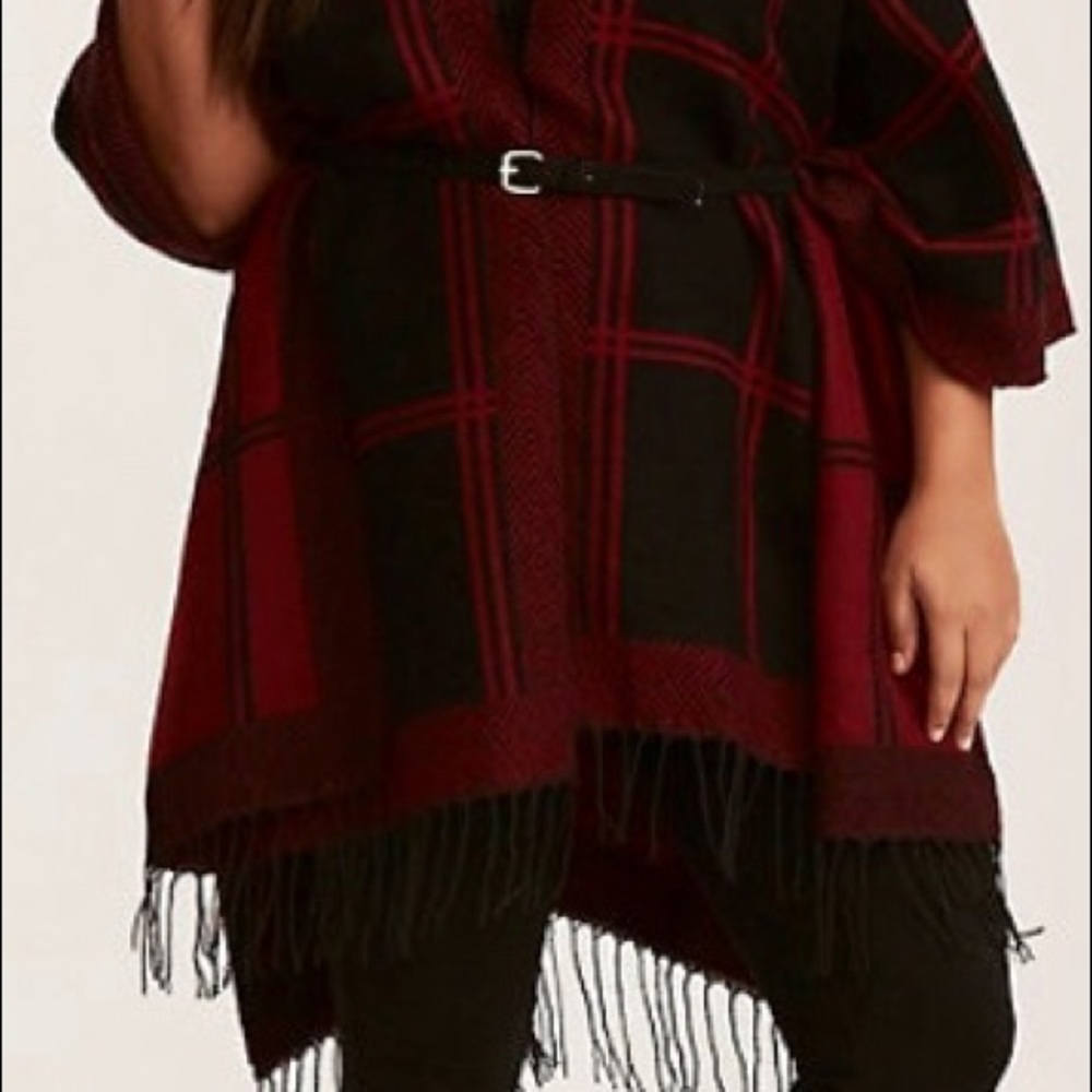 🌹SOLD🌹TORRID Plus Size Merlot Plaid Wrap - Picture 8 of 8